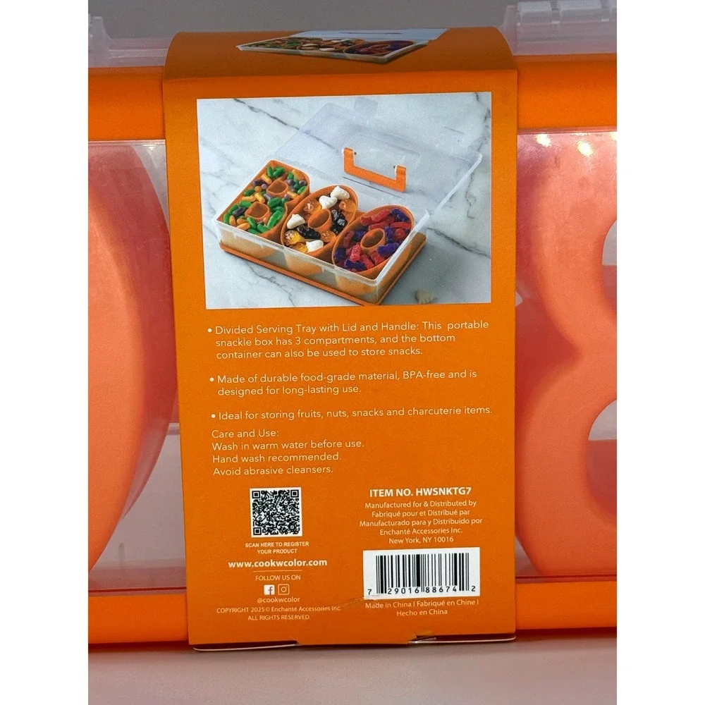 Cook With Color BOO Snack Box Halloween Divided Serving Tray Orange HWSNKTG7